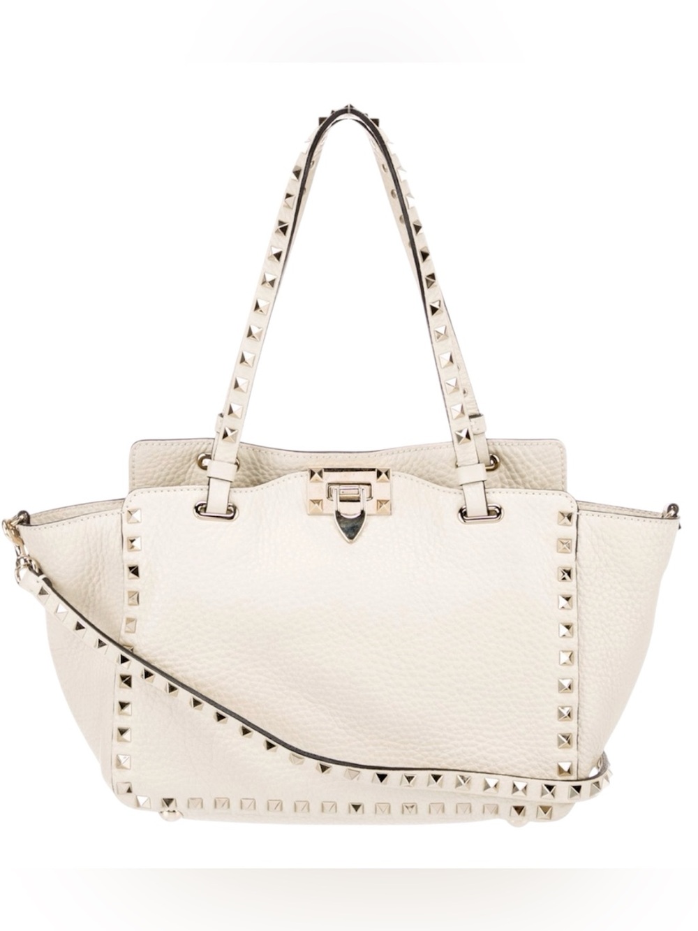 Valentino Garavani Rockstud Tote / Shoulder Bag – Ivory Cream Leather